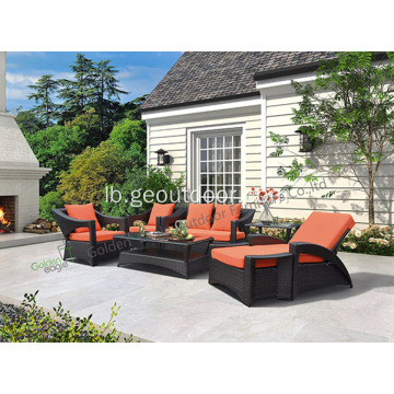 PE Wicker Miwwelen Outdoor Patio Wicker Sofa